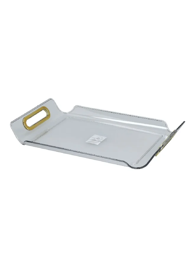 Felli Rectangular Raised Edge Serving Tray with Handle Clear and Gold X-Large Y1K150050-CL