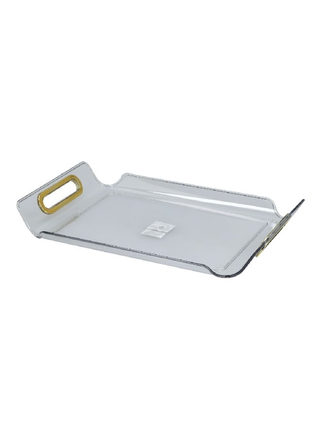 Felli Rectangular Raised Edge Serving Tray with Handle Clear and Gold X-Large Y1K150050-CL - Image 3