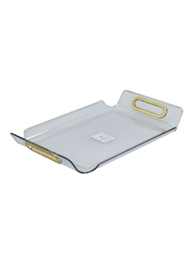 Felli Rectangular Raised Edge Serving Tray with Handle Clear and Gold X-Large Y1K150050-CL - Image 2