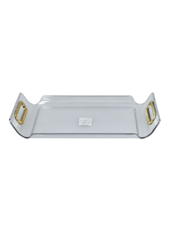 Felli Rectangular Raised Edge Serving Tray with Handle Clear and Gold X-Large Y1K150050-CL - Image 1