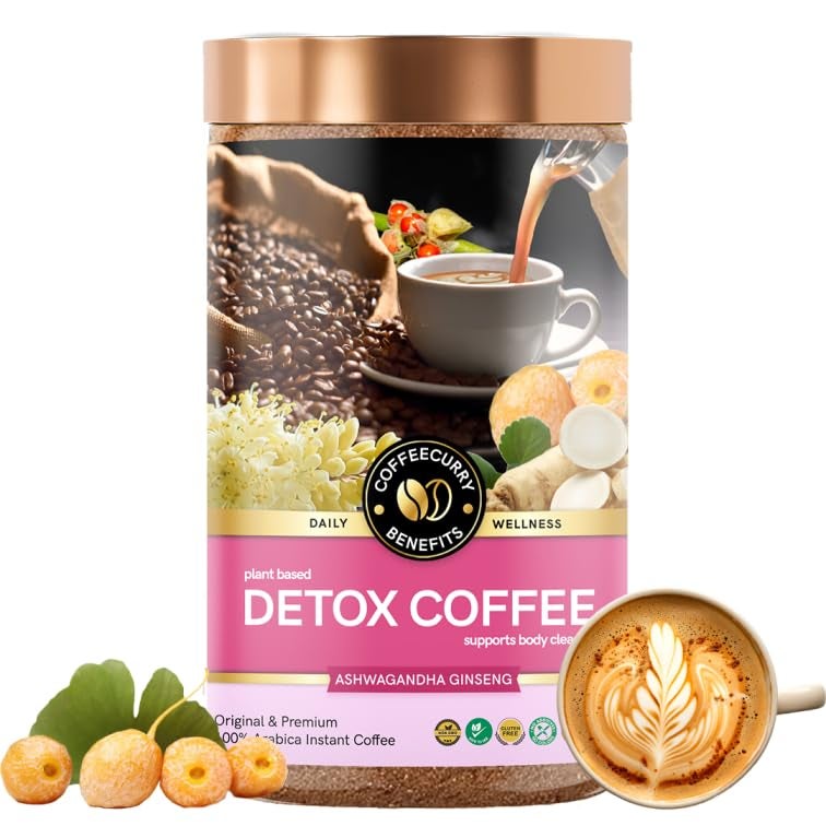 COFFEECURRY Detox Coffee - (65 Grams, 1 Month Pack) Helps with Body Detox, and liver Cleansing | Instant Premium Arabica Coffee - Image 1