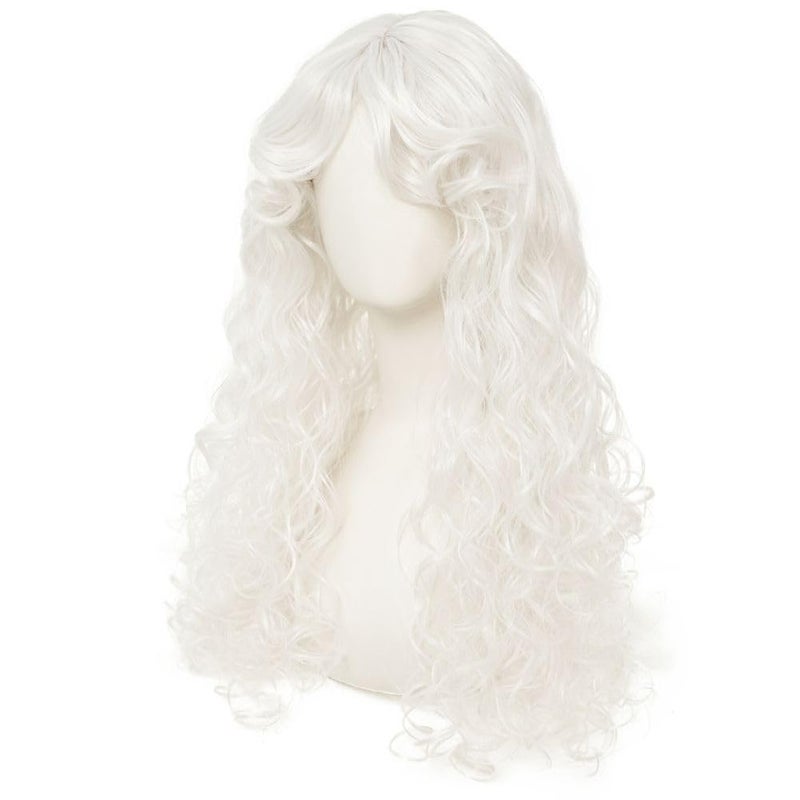 Tseses White Long Curly Wigs for Women Middle Part with Bangs Natural Synthetic Princess Hair Wig for Halloween Cosplay - Image 2