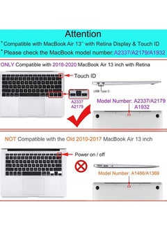 Muyixin Crystal Clear Case for MacBook Air 13 inch 2020 2019 2018 A2337 A2179 A1932, Plastic Hard Shell + Keyboard Cover Compatible with MacBook Air 13 inch  - Image 2