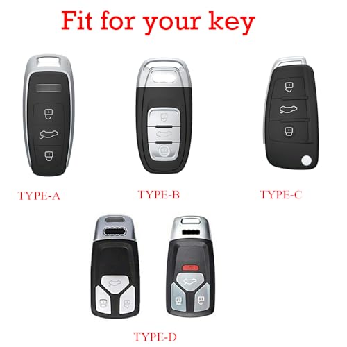 KUNIO Car Key Fob Cover Case Fit for Audi A3 A6 A6L A7 A8 2023 2024 2025 E-tron Q8 S8 Leather Key Shell Keychain Zinc Alloy Key Holder Car Accessories Green-Type A - Image 2