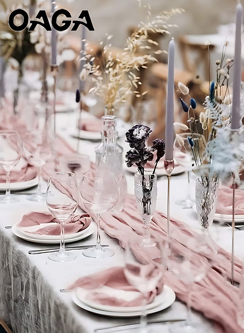 أوجا قماش الجبن عداء الطاولة، 90 × 400 سم، ديكور طاولة الشاش البوهيمي، مفرش طاولة وردي شفاف لحفلات الزفاف، استحمام العروس، زينة مركز الطاولة - Image 5