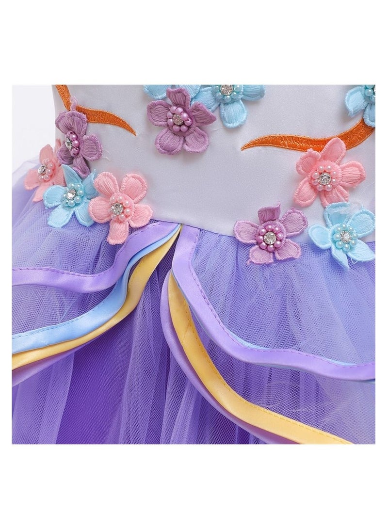 We Happy Girls Unicorn Floral Birthday Party Dress Princess Costume - Image 4