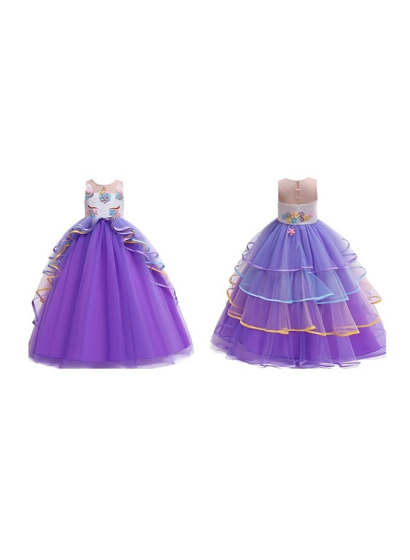 We Happy Girls Unicorn Floral Birthday Party Dress Princess Costume - Image 3
