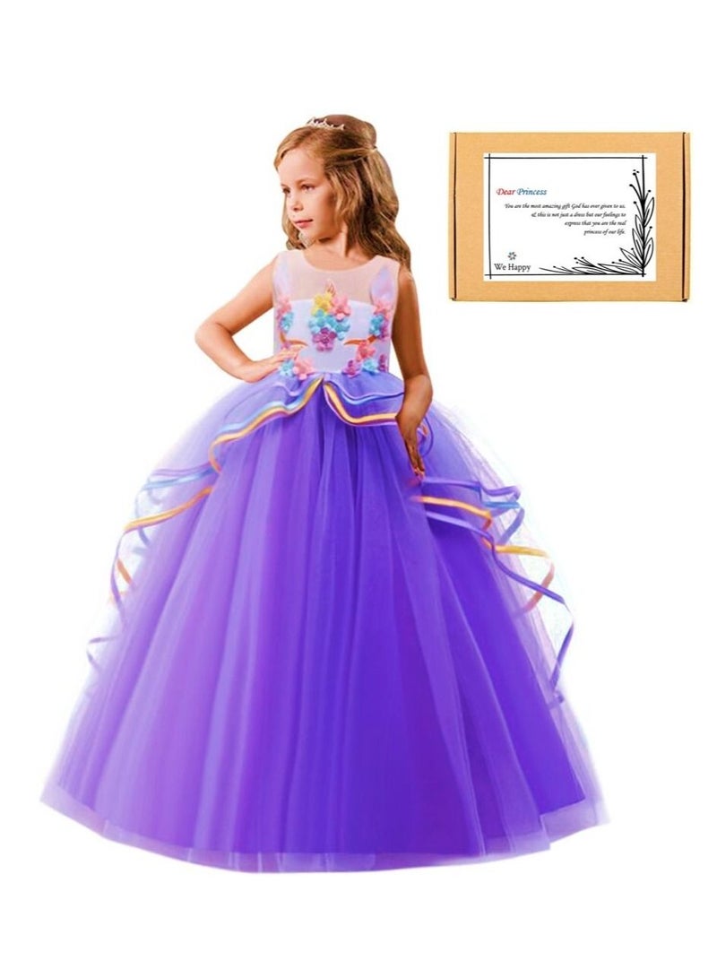 We Happy Girls Unicorn Floral Birthday Party Dress Princess Costume - Image 1