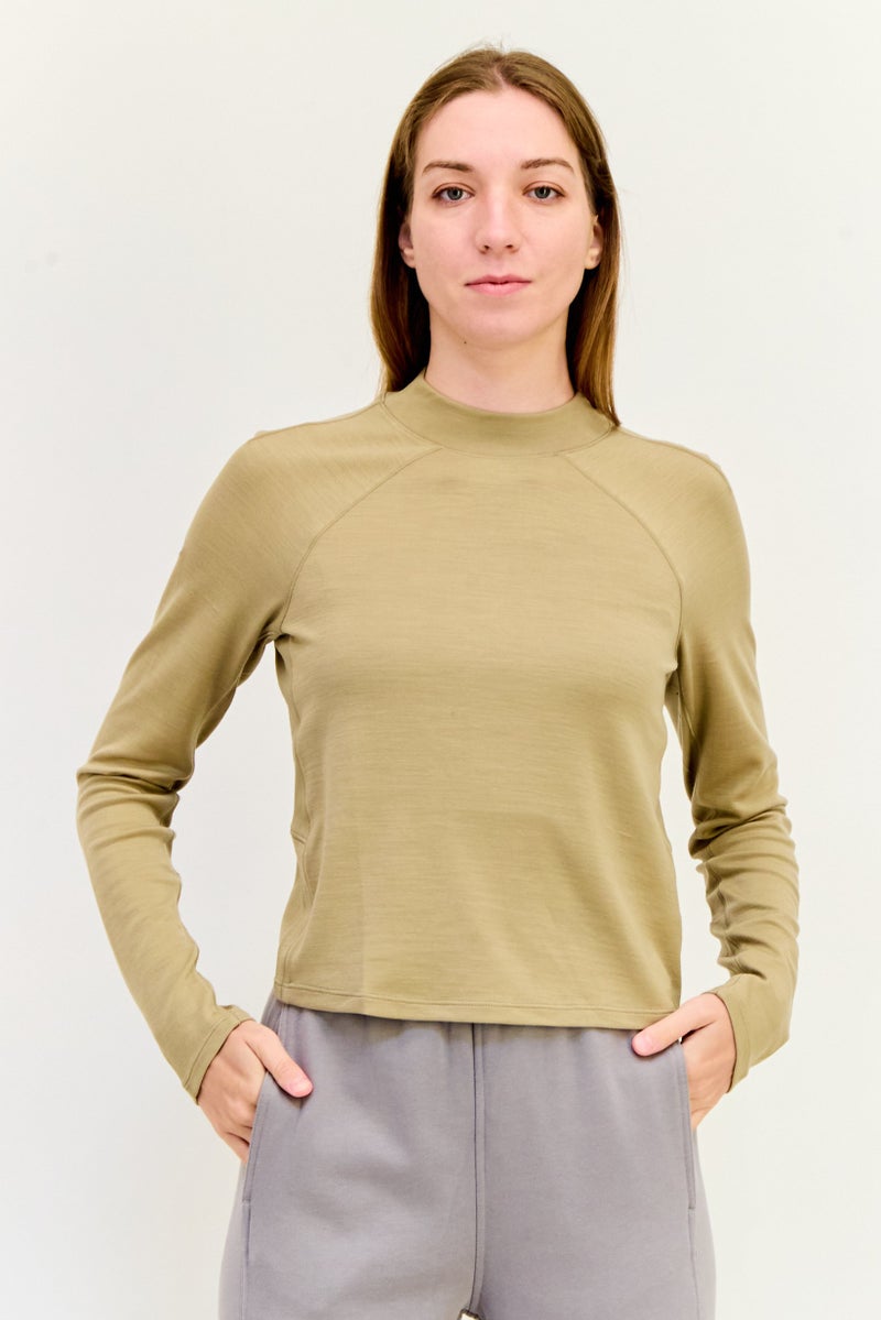 Hoka Women Sportswear Fit Long Sleeves Training Top, Beige  - Image 1