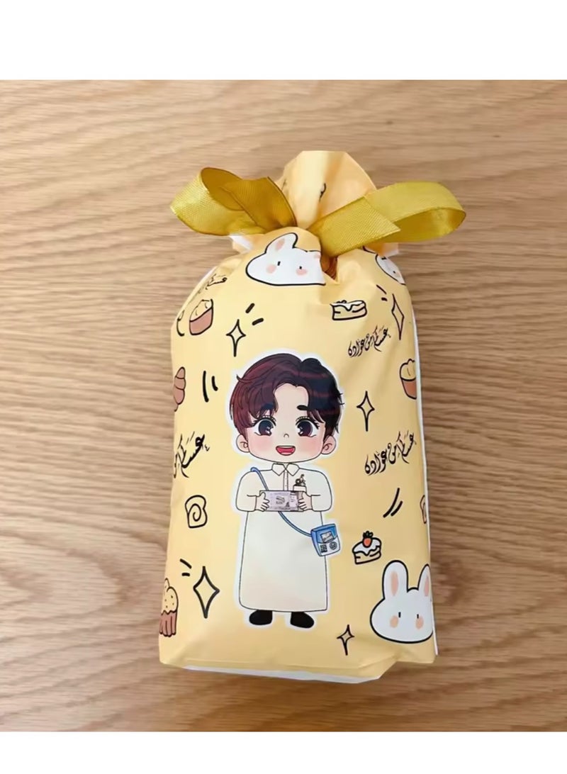 50 Pieces Ramadan Kareem Gift Bags Plastic Candy Cookie Sweets Bags Eid Mubarak Muslim Party Gift Bags 14.5×23cm Cute Boy Pattern Yellow - Image 3