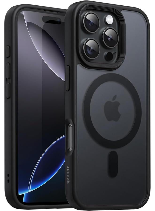 جي تيك جراب مغناطيسي لهاتف Iphone 16 Pro مقاس 6.3 بوصة متوافق مع Magsafe، غطاء خلفي شفاف غير لامع نحيف مقاوم للصدمات، أسود - Image 1