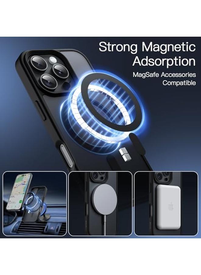 جي تيك جراب مغناطيسي لهاتف Iphone 16 Pro مقاس 6.3 بوصة متوافق مع Magsafe، غطاء خلفي شفاف غير لامع نحيف مقاوم للصدمات، أسود - Image 3