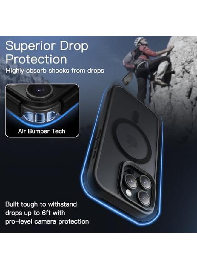 جي تيك جراب مغناطيسي لهاتف Iphone 16 Pro مقاس 6.3 بوصة متوافق مع Magsafe، غطاء خلفي شفاف غير لامع نحيف مقاوم للصدمات، أسود - Image 4