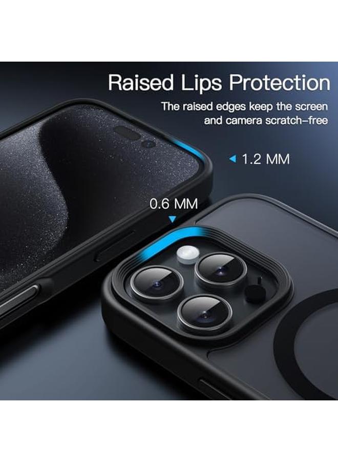 جي تيك جراب مغناطيسي لهاتف Iphone 16 Pro مقاس 6.3 بوصة متوافق مع Magsafe، غطاء خلفي شفاف غير لامع نحيف مقاوم للصدمات، أسود - Image 5
