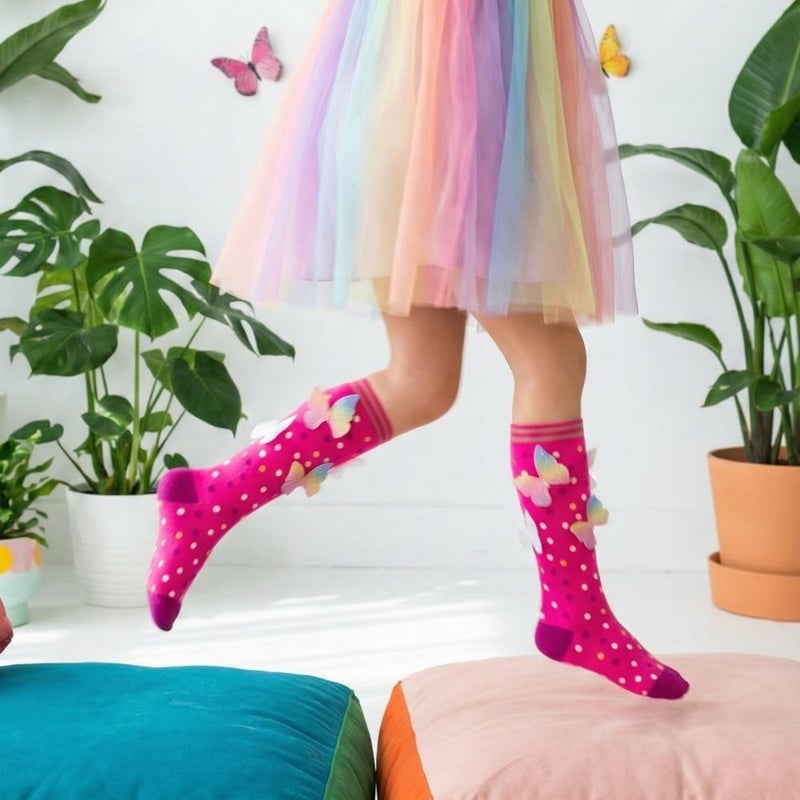 Glitters جوارب عالية الركبة بتصميم فراشة ثلاثية الأبعاد للأطفال - Image 3