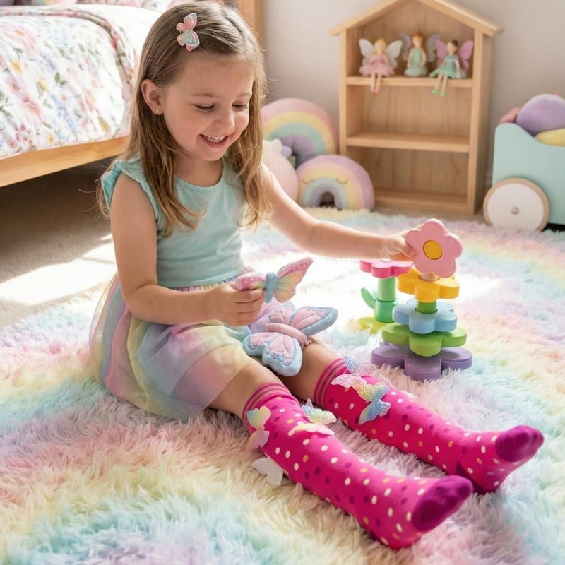 Glitters جوارب عالية الركبة بتصميم فراشة ثلاثية الأبعاد للأطفال - Image 2