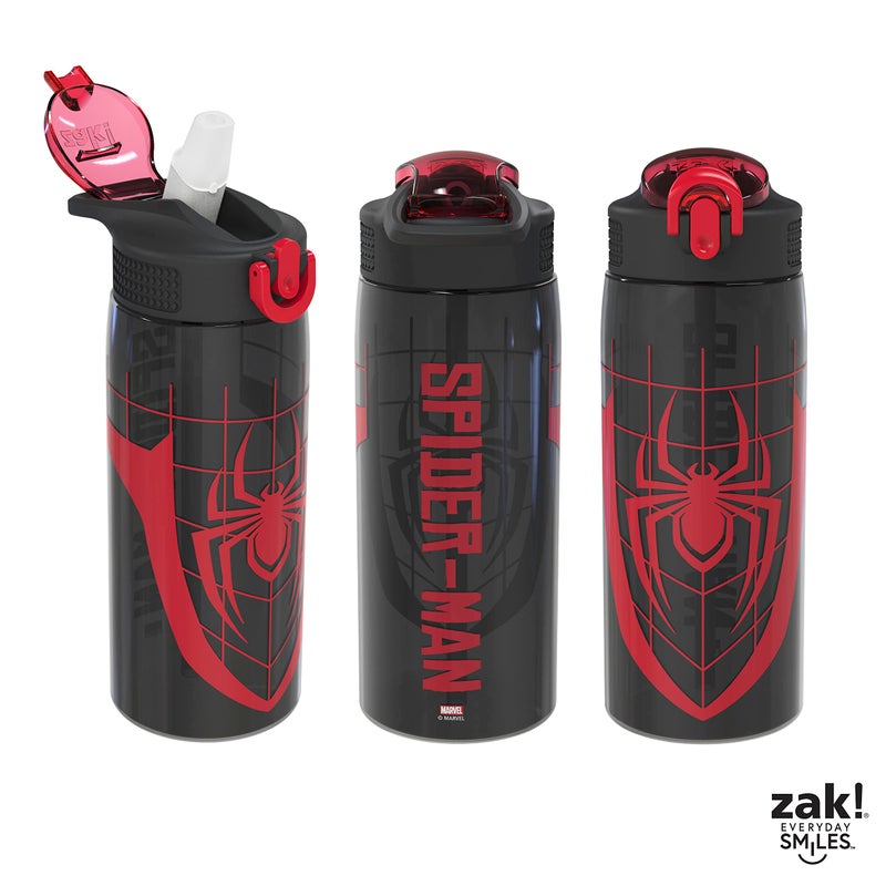 Zak Designs Marvel Spider-Man Water Bottle For School or Travel  25 oz Durable Plastic Water Bottle With Straw  Handle  and Leak-Proof  Pop-Up Spout Cover (Spider-Man) - Image 5