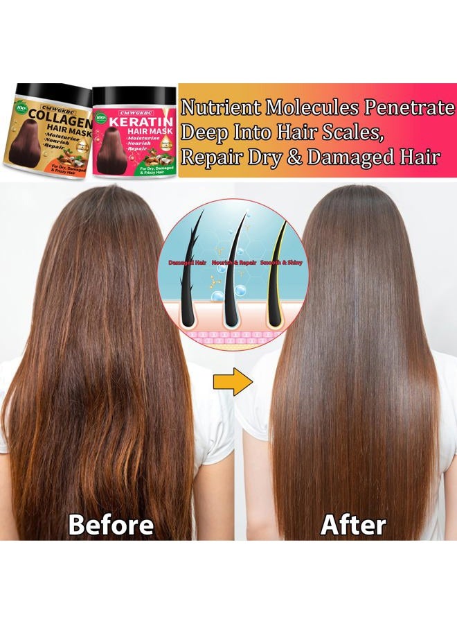 CMWGKBC Collagen Hair Mask & Keratin Hair Mask for Damaged Hair,Keratin Hair Treatment,Repair Deep Conditioner for Dry Hair,Vitamin E Natural Hydrating Hair Mask with Argan Oil All Hair Type,Hair Care Gifts - Image 3
