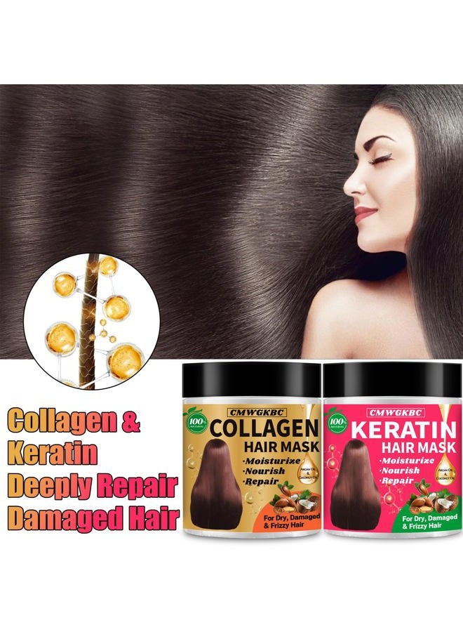 CMWGKBC Collagen Hair Mask & Keratin Hair Mask for Damaged Hair,Keratin Hair Treatment,Repair Deep Conditioner for Dry Hair,Vitamin E Natural Hydrating Hair Mask with Argan Oil All Hair Type,Hair Care Gifts - Image 5