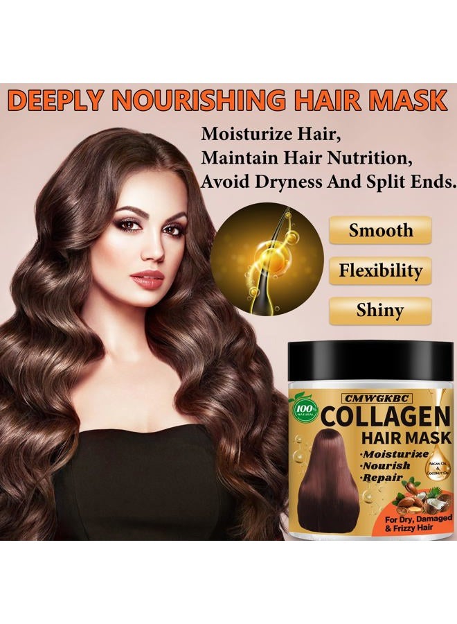 CMWGKBC Collagen Hair Mask & Keratin Hair Mask for Damaged Hair,Keratin Hair Treatment,Repair Deep Conditioner for Dry Hair,Vitamin E Natural Hydrating Hair Mask with Argan Oil All Hair Type,Hair Care Gifts - Image 4