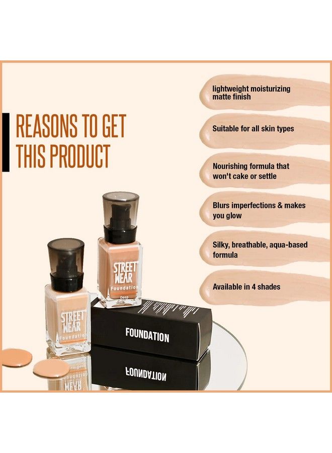 Street Wear Foundation Light Medium (Light Medium) 30 Ml Weightless Buildable Coverage Breathable Waterbased Formulation For Daily Use Enriched With Vitamin E - Image 5