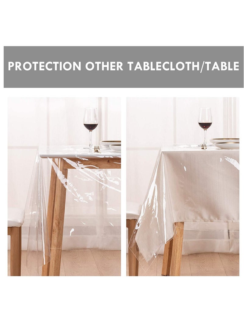 SYOSI Clear Plastic Tablecloth Protector 100% Waterproof Rectangle Heavy Duty Vinyl Table Cover Oil Proof Wipeable, Clear Desk Cover Protector for Use Dining Table, Parties Camping 54x86 Inch - Image 3