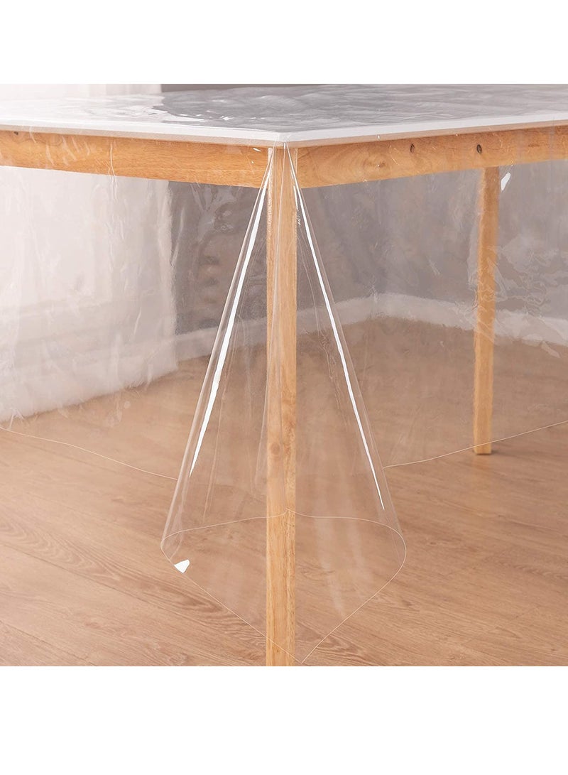SYOSI Clear Plastic Tablecloth Protector 100% Waterproof Rectangle Heavy Duty Vinyl Table Cover Oil Proof Wipeable, Clear Desk Cover Protector for Use Dining Table, Parties Camping 54x86 Inch - Image 1