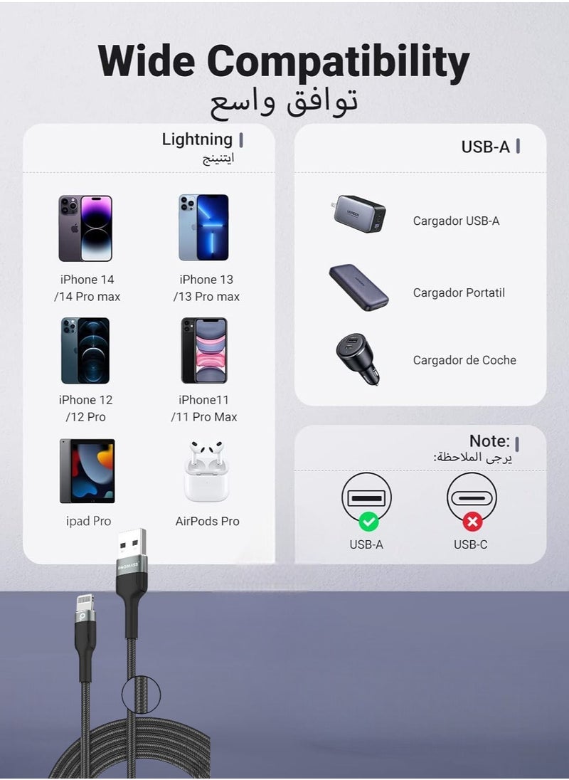 PROMASS - PROMASS 1M MFi Certified Braided Fast Charging Cable USB A to Lightning Compatible with iPhone 14 Pro/14 Pro Max/14/14 Plus/13/12/11/X/8/7 - Image 1