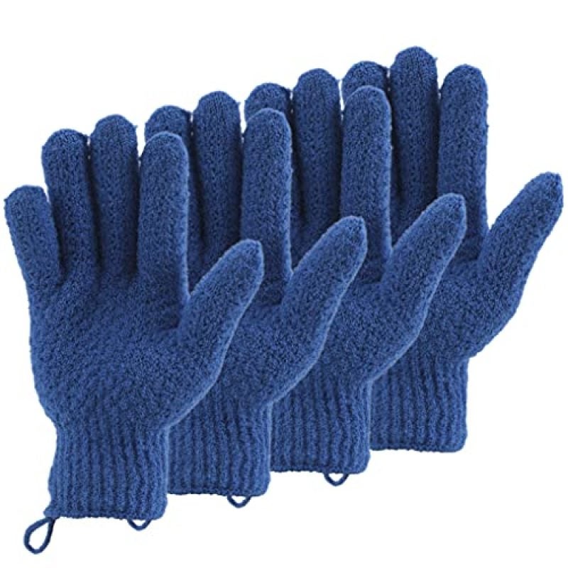 Exfoliating Gloves: Blue Textured Bath Mitts - Deep Cleansing Exfoliating Scrubber for Home Spa Shower Personal Care - Image 1