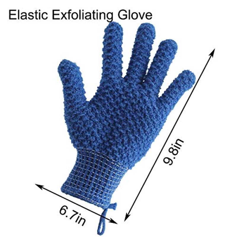 Exfoliating Gloves: Blue Textured Bath Mitts - Deep Cleansing Exfoliating Scrubber for Home Spa Shower Personal Care - Image 2