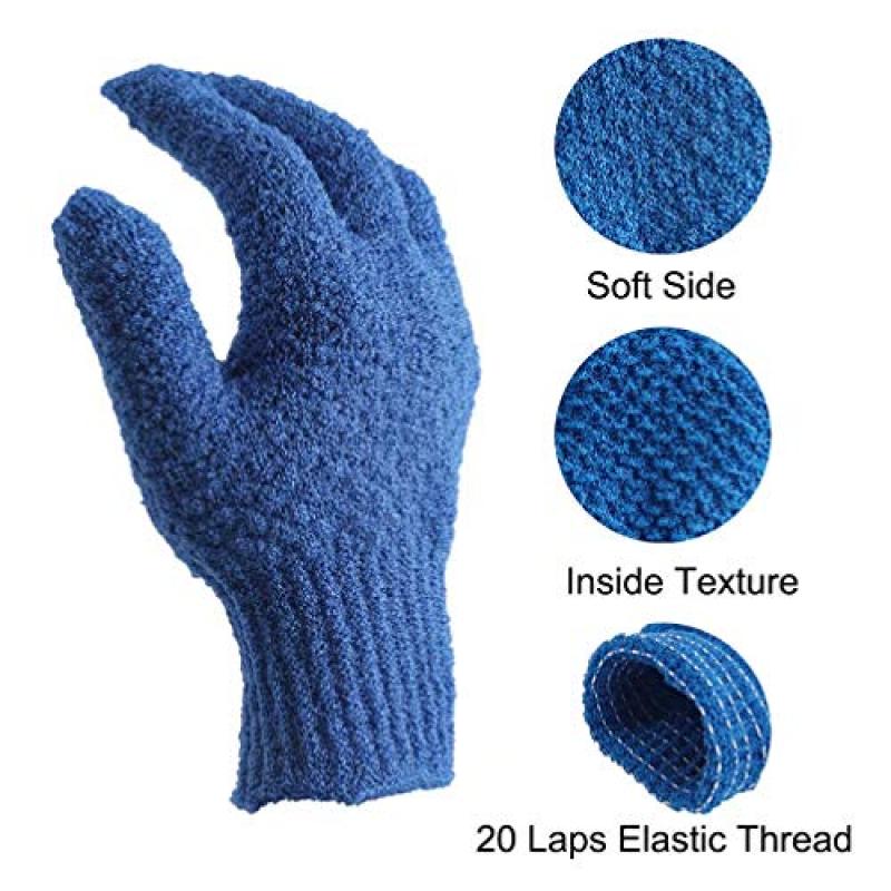 Exfoliating Gloves: Blue Textured Bath Mitts - Deep Cleansing Exfoliating Scrubber for Home Spa Shower Personal Care - Image 3
