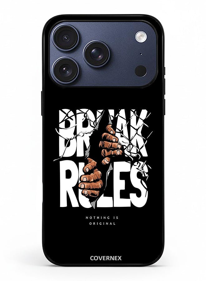Covernex Apple iPhone 17 Pro Protective Case Cover Printed Featuring Break Rules Shattered Text Graphic - Image 2