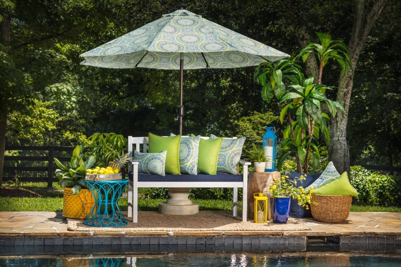 Pillow Perfect Outdoor/Indoor Pillows, Lumbar - 11.5" x 18.5", Blue Delancey Lagoon, 2 Count - Image 2