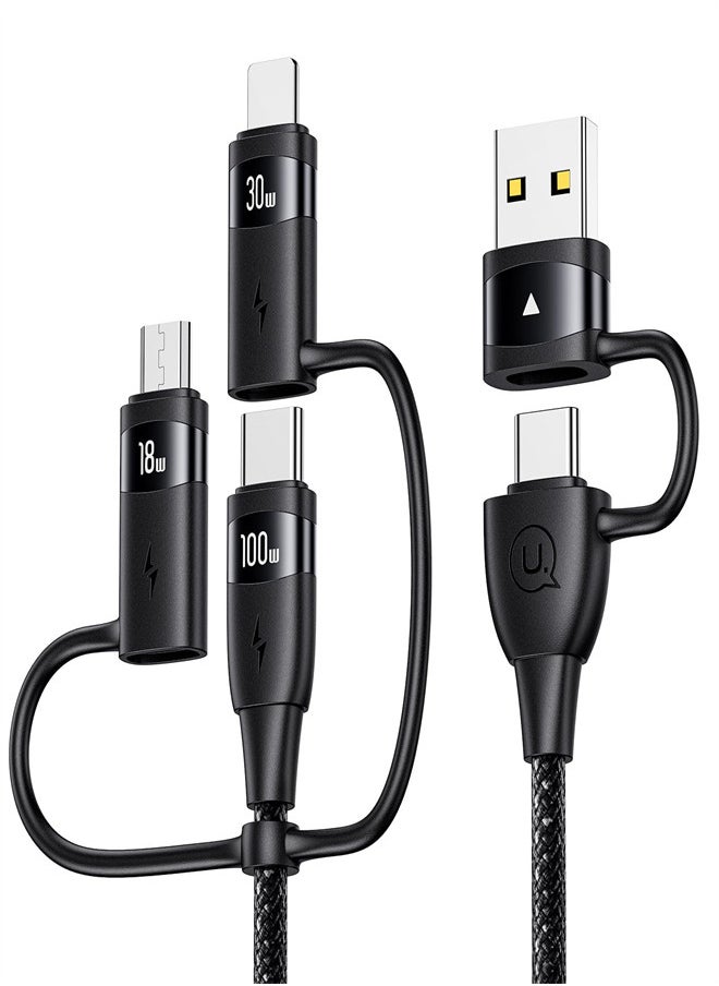 Generic - 60W USB C Multi Charging Cable, 4FT 5-in-1 5A Fast Sync Charger Adapter, USB-C to Type C to Lightning+Micro, Nylon Braided Cable for Laptop Tablet Phone - Image 1
