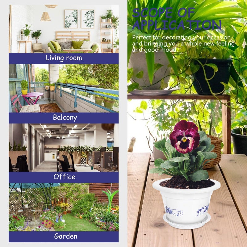 3Pcs Round Plastic Succulent Planters With Drainage For Indoor Balcony Use - Image 5