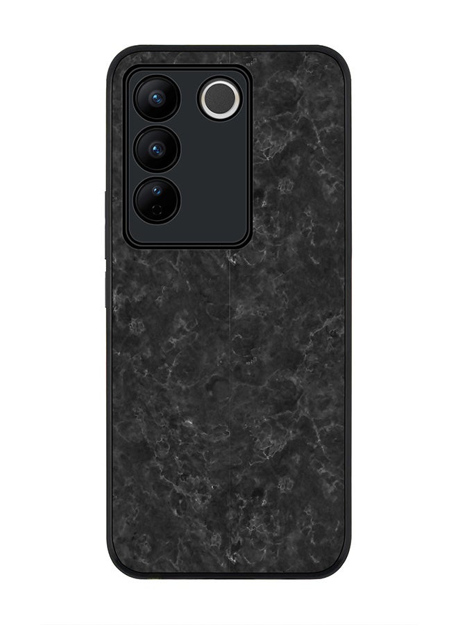 Stylizedd حافظة حواف سوداء متينة لهاتف Vivo V27 / Vivo V27 Pro / Vivo S16، تصميم رفيع حواف مطاطية مرنة مضادة للسقوط - نسيج رخام أسود - Image 1