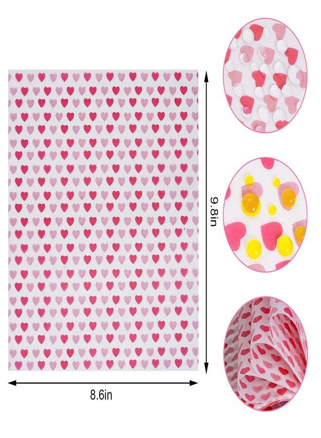 mifengda 100pcs Valentines Wax Paper Sheets for Food Wrapping Heart Wax Paper Candy Wrappers Wax Paper Sheets for Baking Sandwich Wrappers Waterproof Heart Pattern Basket Wax Paper Liners - Image 2