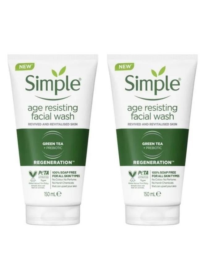 simple 2pcs of Simple Age Renewing Facial Wash, 150 ml - Image 1