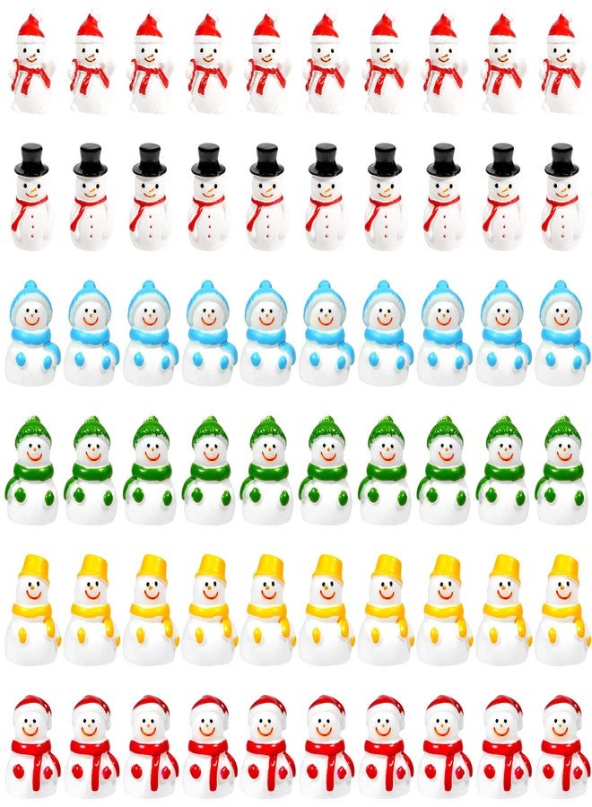 Bbiamsleep 60 Pcs Mini Snowman Figurines Tiny Resin Snowman Christmas Miniature Ornaments for Fairy Garden Christmas Snow Globes Home Winter Village Decor - Image 1