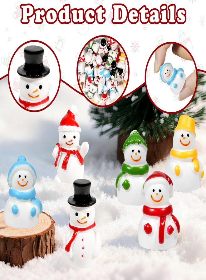Bbiamsleep 60 Pcs Mini Snowman Figurines Tiny Resin Snowman Christmas Miniature Ornaments for Fairy Garden Christmas Snow Globes Home Winter Village Decor - Image 3
