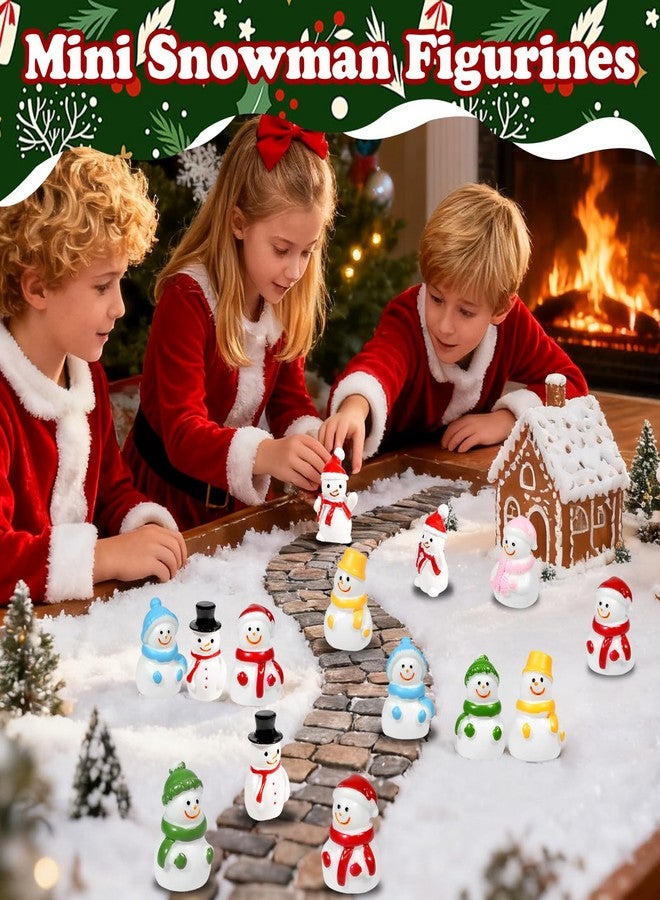 Bbiamsleep 60 Pcs Mini Snowman Figurines Tiny Resin Snowman Christmas Miniature Ornaments for Fairy Garden Christmas Snow Globes Home Winter Village Decor - Image 4
