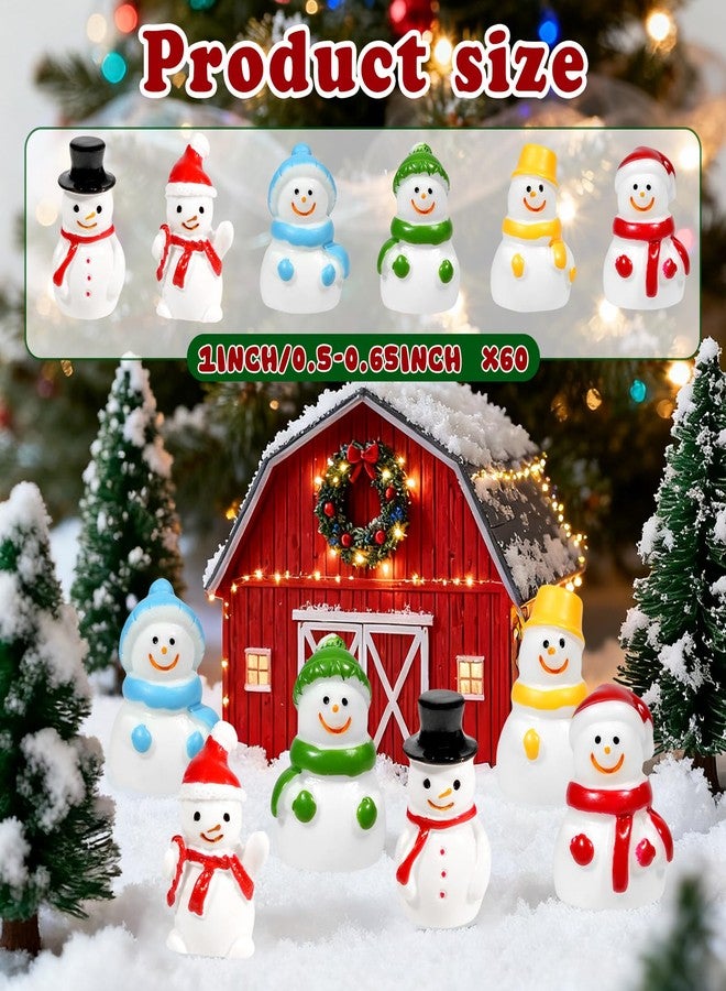Bbiamsleep 60 Pcs Mini Snowman Figurines Tiny Resin Snowman Christmas Miniature Ornaments for Fairy Garden Christmas Snow Globes Home Winter Village Decor - Image 2