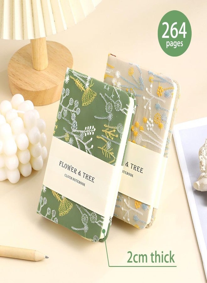 ipoul Pocket Notebook, A6 Journal, Small Embroidered Journal, Cute Fabric Notebook, Lay Flat Hardcover Journal, 4x6 Lined Notebook & Sketchbook, Personal Writing Journal for Women, Green Dandelion - Image 4