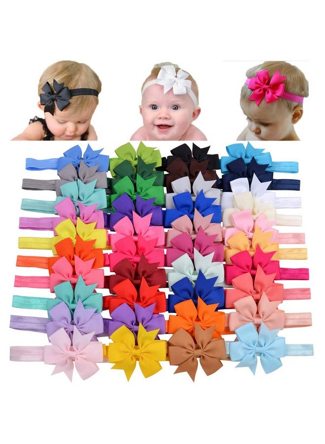 چولي بوز ربطات شعر من جولي باو، 40 قطعة، عصابات رأس من شرائط الحرير المضلع، 3 بوصات، إكسسوارات شعر للأطفال حديثي الولادة والأطفال الصغار - Image 1