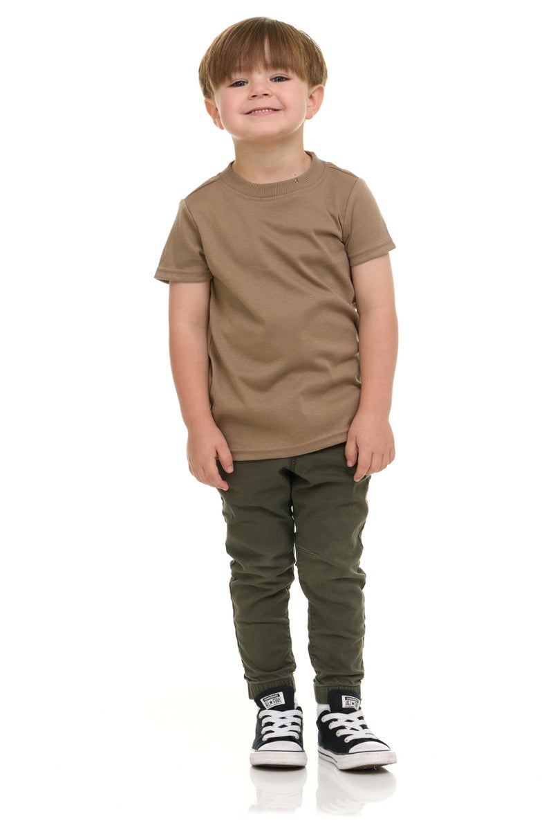 Cudlie 5-Pack Toddler Boysâ€™ T-Shirts â€“ Soft Cotton Tees for 12M to 4T â€“ Solid Colors, Everyday Value, Soft and Comfy Basics for Play, Preschool & More - Earthy Pack - Image 2