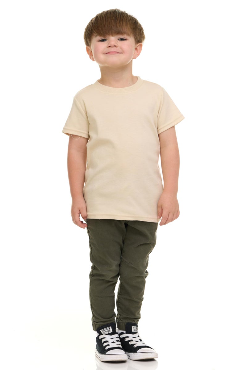 Cudlie 5-Pack Toddler Boysâ€™ T-Shirts â€“ Soft Cotton Tees for 12M to 4T â€“ Solid Colors, Everyday Value, Soft and Comfy Basics for Play, Preschool & More - Earthy Pack - Image 4