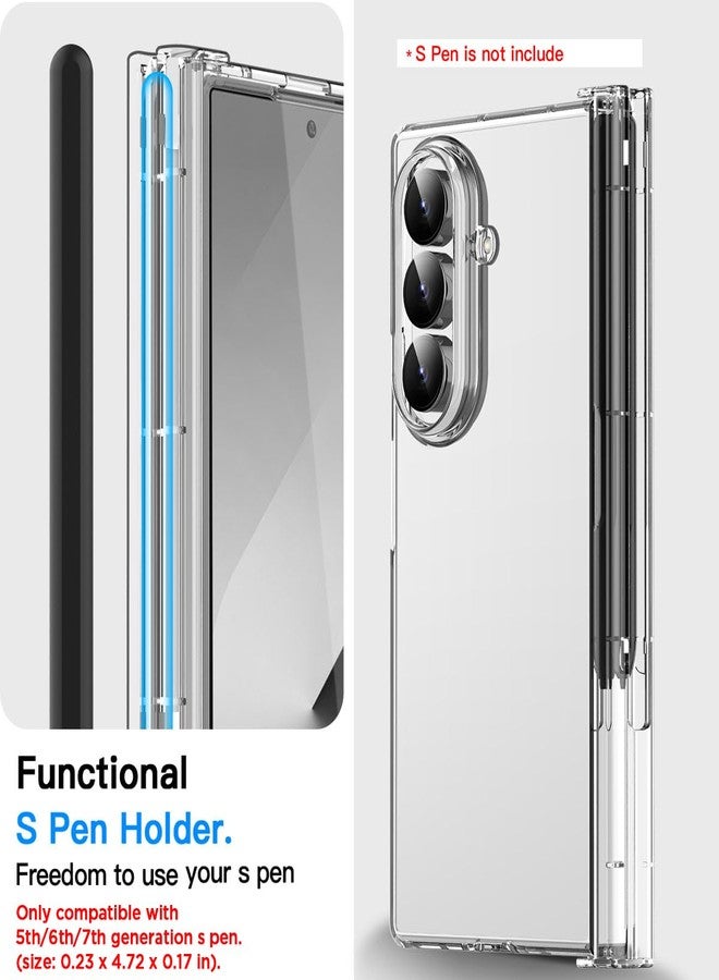 ايه اي كيس جراب AICase لهاتف Galaxy Z Fold 7 مع حامل قلم، شفاف، [مضاد للاصفرار]، جراب حماية نحيف للغاية وشفاف مصنوع من البولي كربونات الصلب الكريستالي مع فتحة مدمجة لقلم S Pen لهاتف Samsung Galaxy Z Fold 7 - Image 2