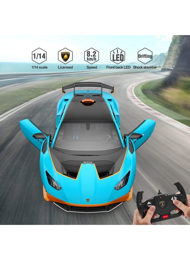 RASTAR - Lamborghini Rc Car Rastar R/C 1/14 Lamborghini Huracán Sto Model Car Blue Lamborghini Toy Car 2.4Ghz Remote Control Car For Boys 812 - Image 1