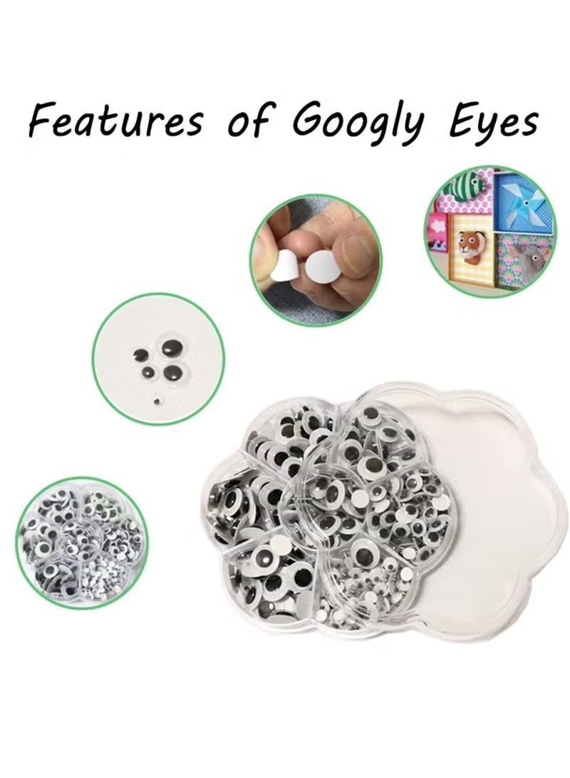 Googly Eyes Self Adhesive Craft Eyes,700PCS Stick On Wiggle Eyes Plastic Sticky Wobbly Eyes,4-12mm Round Doll Eyes for DIY Scrapbooking Toy Accessories Children Kid Craft Arts (Black) - Image 2