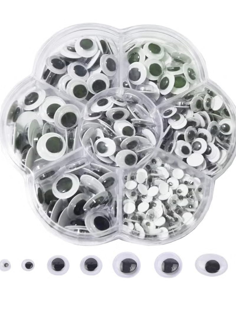 Googly Eyes Self Adhesive Craft Eyes,700PCS Stick On Wiggle Eyes Plastic Sticky Wobbly Eyes,4-12mm Round Doll Eyes for DIY Scrapbooking Toy Accessories Children Kid Craft Arts (Black) - Image 1